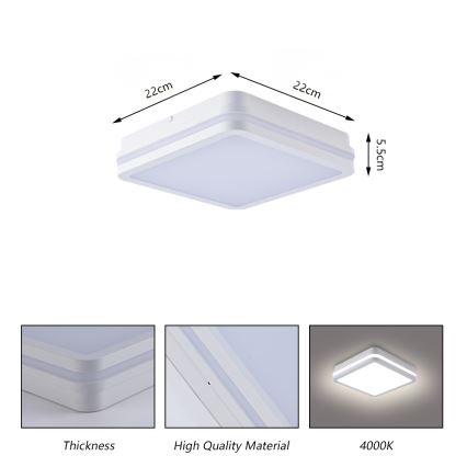Brilagi - LED lauko šviestuvas su jutikliu BENE LED/18W/230V 22x22 cm baltas IP54