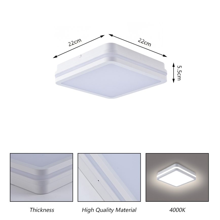 Brilagi - LED lauko šviestuvas su jutikliu BENE LED/18W/230V 22x22 cm baltas IP54