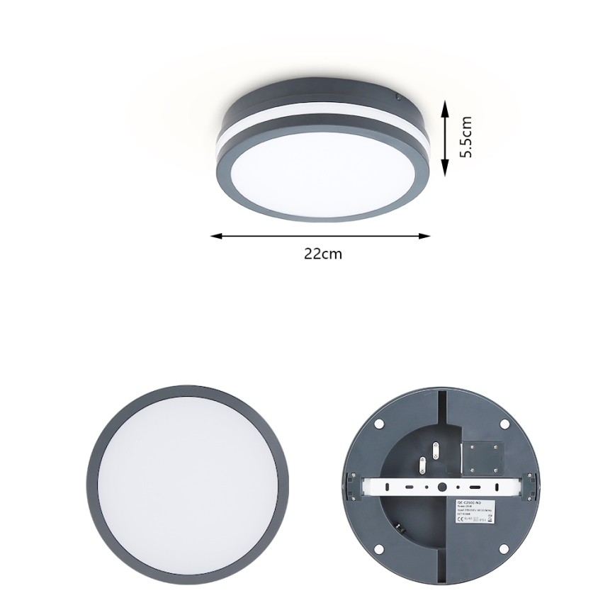 Brilagi - LED lauko šviestuvas su jutikliu BENE LED/18W/230V diametras 22 cm antracitas IP54