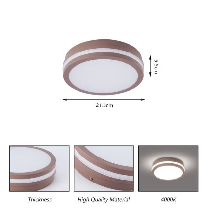 Brilagi - LED lauko lubinis šviestuvas su judesio jutikliu BENE LED/18W/230V skersmuo 21,5 cm ruda IP54