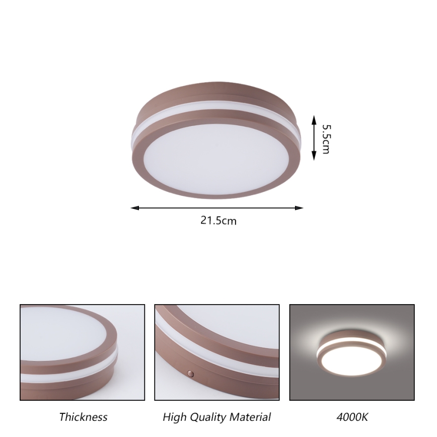 Brilagi - LED lauko lubinis šviestuvas su judesio jutikliu BENE LED/18W/230V skersmuo 21,5 cm ruda IP54