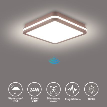 Brilagi - LED lauko lubinis šviestuvas su judesio jutikliu BENE LED/24W/230V 26x26 cm rudas IP54