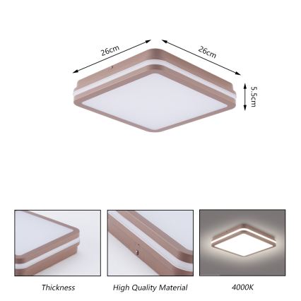 Brilagi - LED lauko lubinis šviestuvas su judesio jutikliu BENE LED/24W/230V 26x26 cm rudas IP54