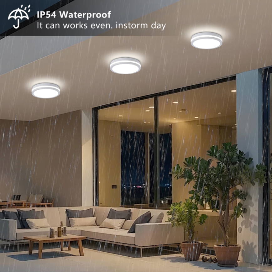 Brilagi - LED lauko lubinis šviestuvas su judesio jutikliu BENE LED/24W/230V Ø 26 cm baltas IP54