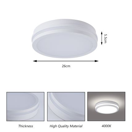 Brilagi - LED lauko lubinis šviestuvas su jutikliu BENE LED/24W/230V, skersmuo 26 cm, baltas, IP54