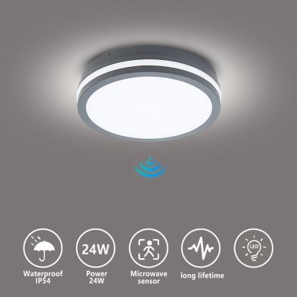 Brilagi - Lauko LED šviestuvas su jutikliu BENE LED/24W/230V skersmuo 26 cm antracitas IP54