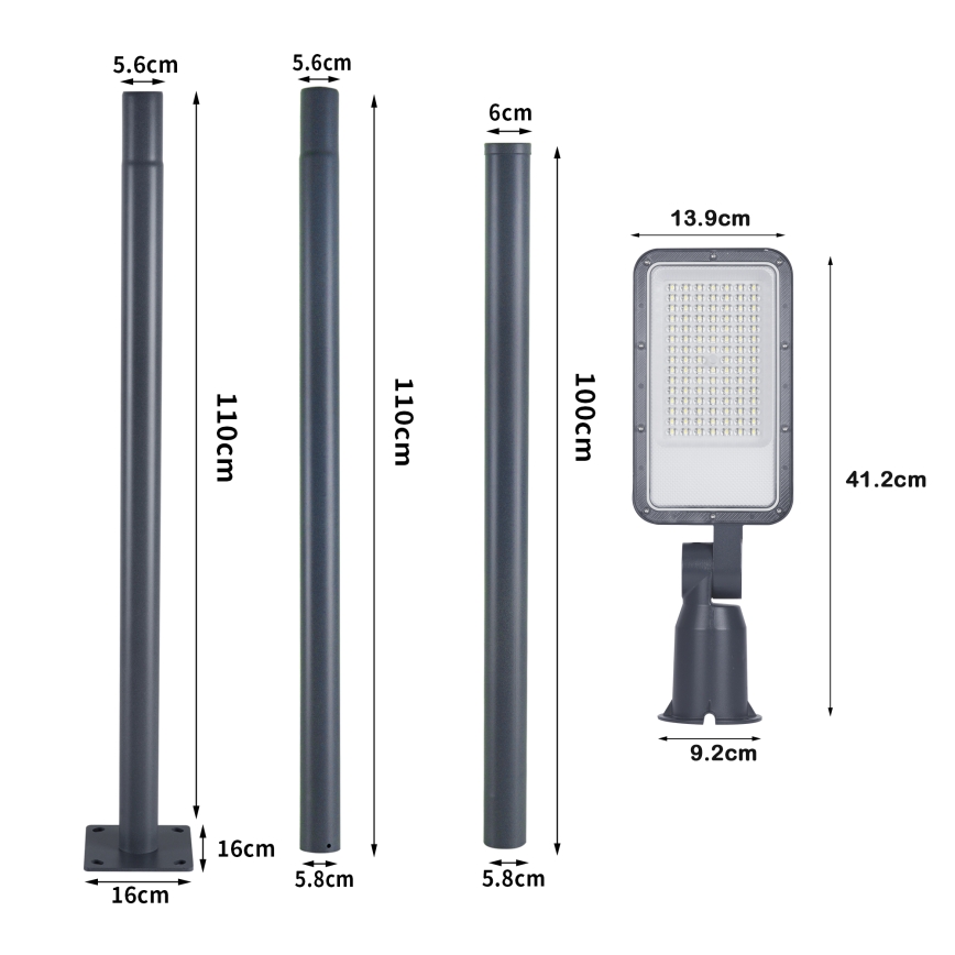 Brilagi - LED lauko gatvės šviestuvas su 3 m stulpu ir sujungiamu sąnariu URBANLIGHT LED/50W/230V antracitas IP65