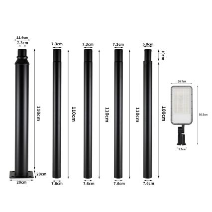 Brilagi - LED lauko gatvės šviestuvas su 5 m stulpu ir pasukamuoju jungtimi URBANLIGHT LED/200W/230V juodas IP65