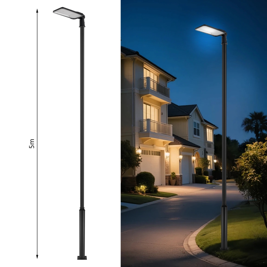 Brilagi - LED lauko gatvės šviestuvas su 5 m stulpu ir pasukamuoju jungtimi URBANLIGHT LED/200W/230V juodas IP65