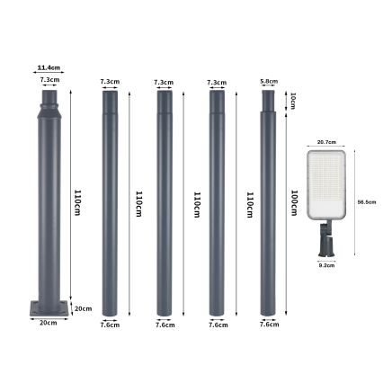 Brilagi - LED lauko gatvės šviestuvas su stulpu ir pasukamu sąnariu 5 m URBANLIGHT LED/200W/230V antracitas IP65