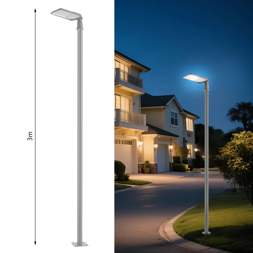 Brilagi - LED lauko gatvės šviestuvas su 3 m stulpu ir sukama jungtimi URBANLIGHT LED/100W/230V pilkas IP65