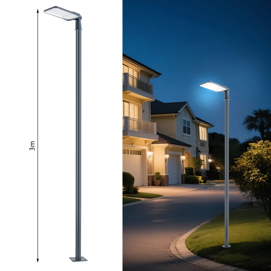 Brilagi - LED lauko gatvės žibintas su stulpu ir pasukama jungtimi 3 m URBANLIGHT LED/200W/230V antracitas IP65
