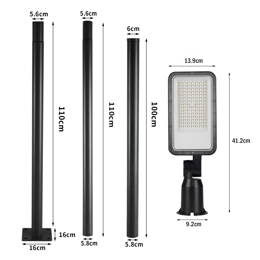 Brilagi - LED lauko gatvės šviestuvas su 3 m ilgio stulpu ir pasukamu sąnariu URBANLIGHT LED/50W/230V juodas IP65