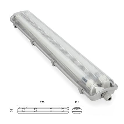 Brilagi - LED didelio našumo fluorescencinis šviestuvas OPTIMA T8 2xG13/9W/230V 4000K IP65 67,5 cm