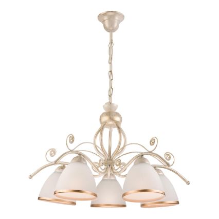 Brilagi - LED liustra ant grandinės ANTICO 5xE27/60W/230V 3000K balta patina