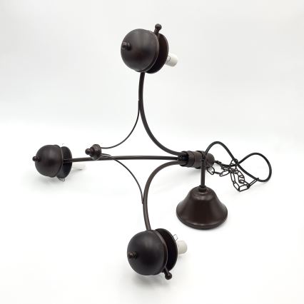 Brilagi - LED liustra ant grandinės COTTAGE 3xE14/40W/230V bukas/ruda/balta