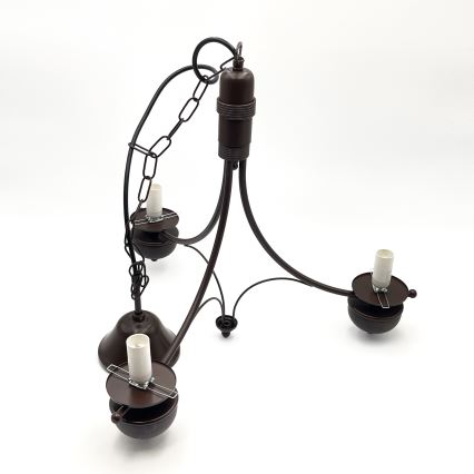 Brilagi - LED liustra ant grandinės COTTAGE 3xE14/40W/230V bukas/ruda/balta