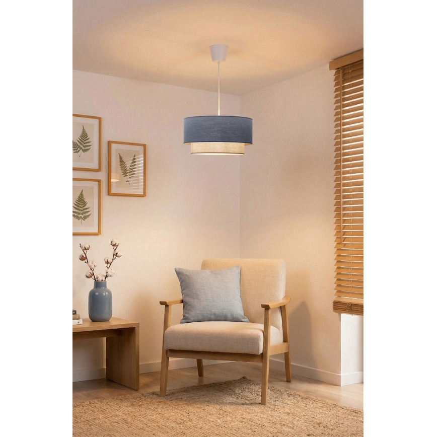 Brilagi - LED liustra ant laido BOHO ECO 1xE27/10W/230V skersmuo 40 cm mėlyna/kreminė