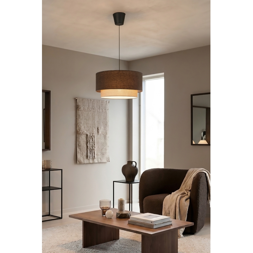 Brilagi - LED liustra ant laido BOHO ECO 1xE27/10W/230V skersmuo 40 cm ruda/kreminė