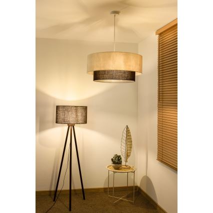 Brilagi - LED liustra ant laido BOHO stiliaus 3xE27/15W/230V skersmuo 60 cm kreminė/ruda