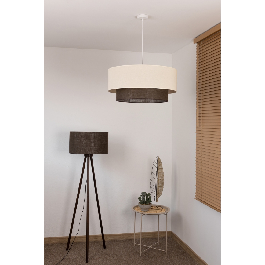 Brilagi - LED liustra ant laido BOHO stiliaus 3xE27/15W/230V skersmuo 60 cm kreminė/ruda