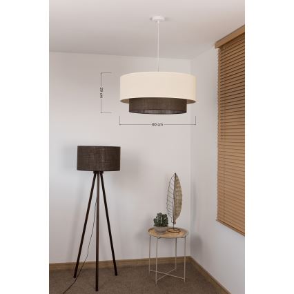 Brilagi - LED liustra ant laido BOHO stiliaus 3xE27/15W/230V skersmuo 60 cm kreminė/ruda