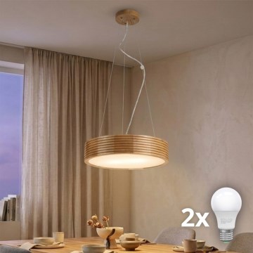 Brilagi - LED liustra ant laido CARVALHO MODERN 2xE27/60W/230V ąžuolas skersm. 37,5 cm