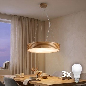 Brilagi - LED liustra ant laido CARVALHO MODERN 3xE27/60W/230V ąžuolas, skersmuo 47,5 cm