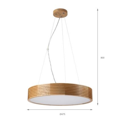Brilagi - LED liustra ant laido CARVALHO MODERN 3xE27/60W/230V ąžuolas, skersmuo 47,5 cm