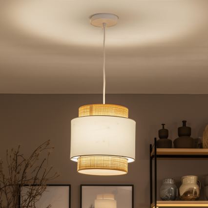 Brilagi - LED liustra ant laido CERIA 1xE27/40W/230V skersm. 30 cm smėlinė/balta