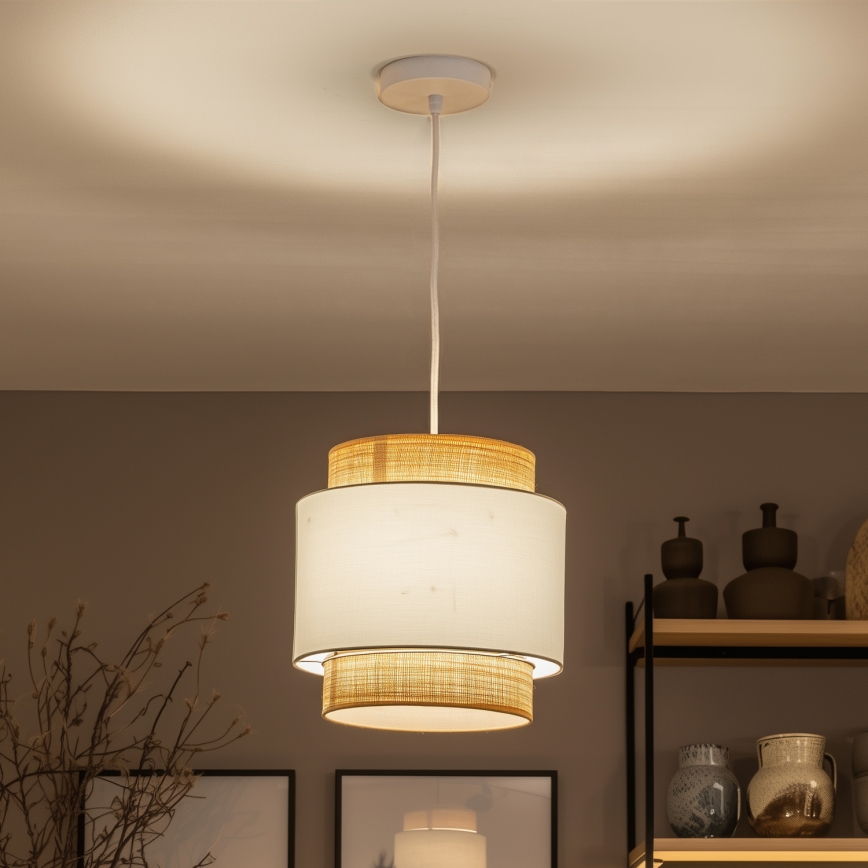 Brilagi - LED liustra ant laido CERIA 1xE27/40W/230V skersm. 30 cm smėlinė/balta
