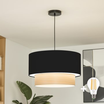 Brilagi - LED liustra ant laido CERIA 1xE27/40W/230V skersmuo 50 cm juoda/smėlinė