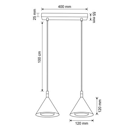 BRILAGI - LED Liustra ant laido CONE DOUBLE 2xGX53/15W/230V auksinė