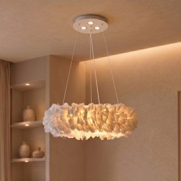 BRILAGI - LED liustra ant laido FEATHER 3xE27/40W/230V + 3xLED/3W, skersmuo 40 cm, balta