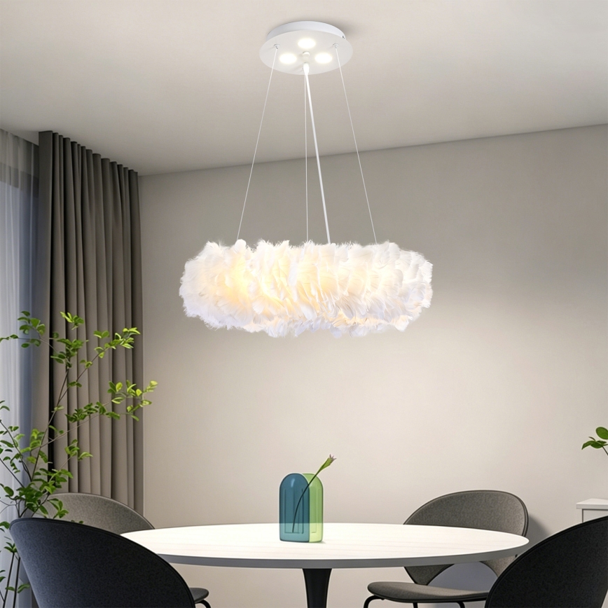BRILAGI - LED liustra ant laido FEATHER 3xE27/40W/230V + 3xLED/3W, skersmuo 40 cm, balta