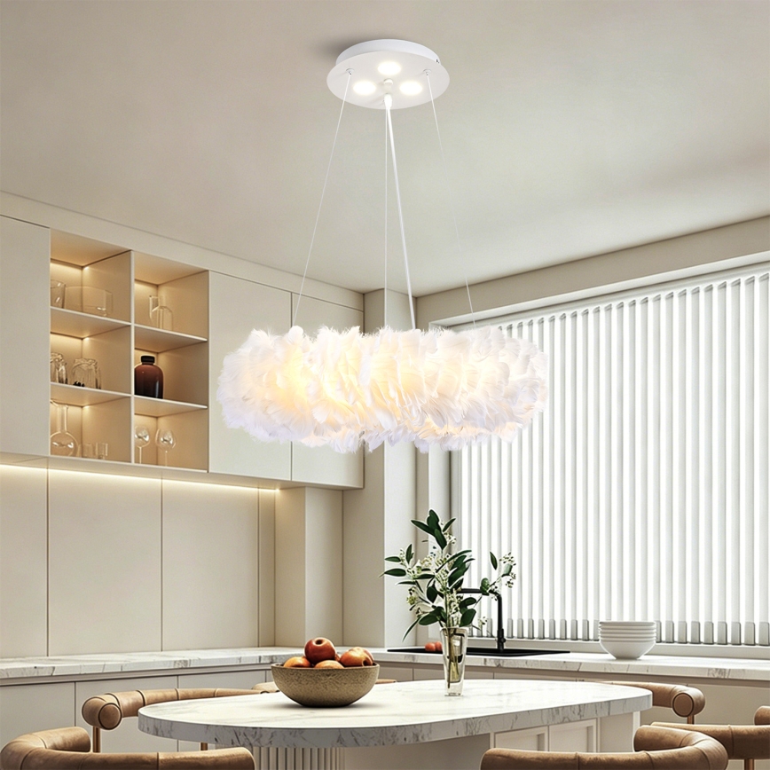 BRILAGI - LED liustra ant laido FEATHER 3xE27/40W/230V + 3xLED/3W, skersmuo 40 cm, balta