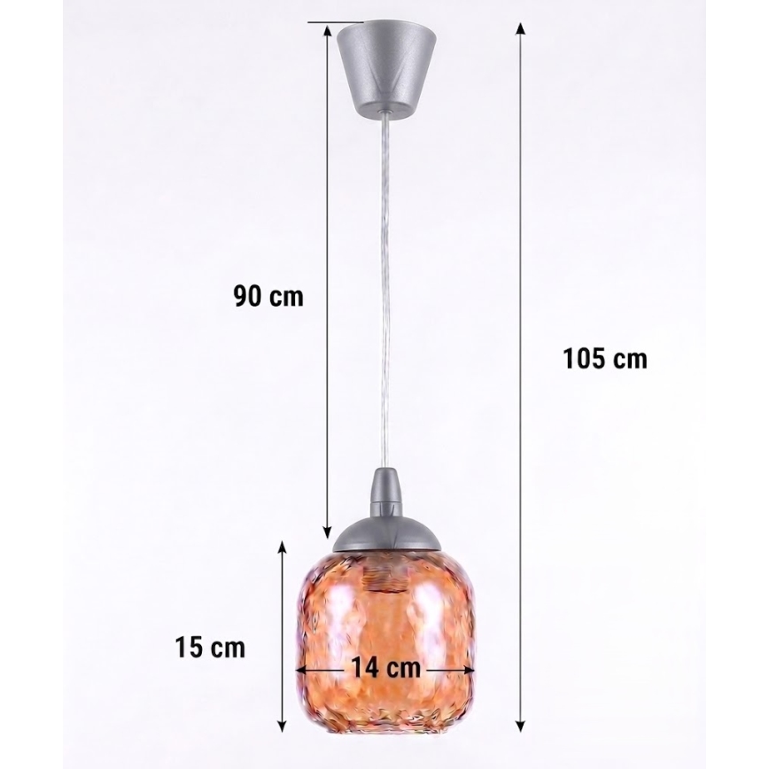 BRILAGI - LED pakabinamas šviestuvas ant laido RETRO GLASS 1xE27/60W/230V Ø 14 cm sidabrinė/dūminė ruda