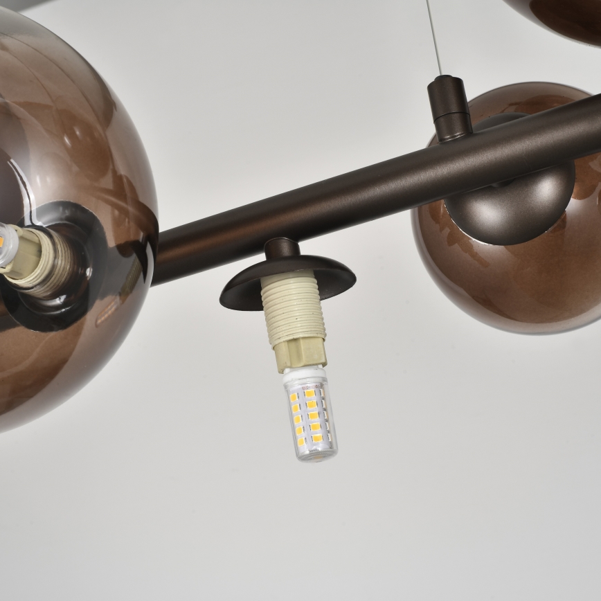 Brilagi - LED liustra ant laido MILLA 10xG9/3W/230V ruda/rūkinė ruda
