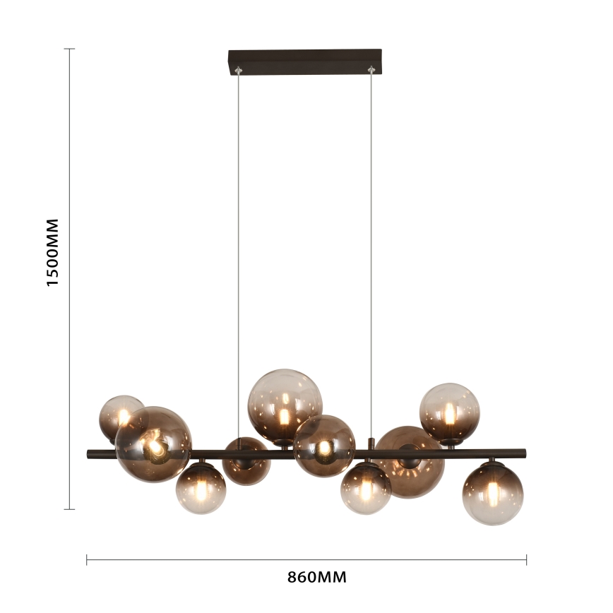 Brilagi - LED liustra ant laido MILLA 10xG9/3W/230V ruda/rūkinė ruda