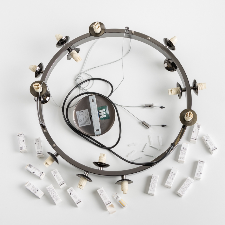 Brilagi - LED liustra ant laido MILLA 15xG9/3W/230V juodas chromas/rūkinis