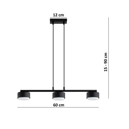 Brilagi - LED liustra ant laido MONO 3xGX53/30W/230V juoda