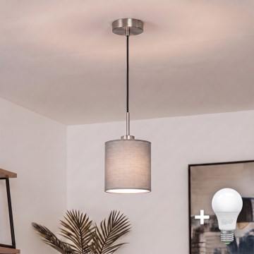 Brilagi - LED liustra ant laido NUBILA 1xE27/60W/230V, skersmuo 14 cm, juoda/šviesiai pilka