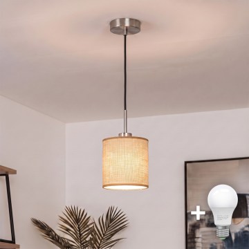 Brilagi - LED liustra ant laido NUBILA 1xE27/60W/230V skersmuo 14 cm juoda/šviesiai ruda