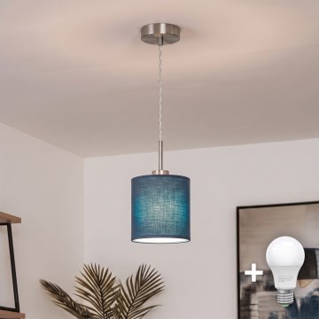 Brilagi - LED liustra ant laido NUBILA 1xE27/60W/230V, skersmuo 14 cm, tamsiai mėlyna