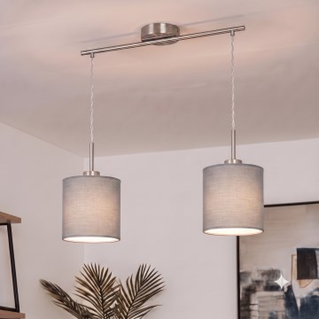 Brilagi - LED liustra ant laido NUBILA 2xE27/60W/230V šviesiai pilka