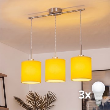 Brilagi - LED liustra ant laido NUBILA 3xE27/60W/230V geltona
