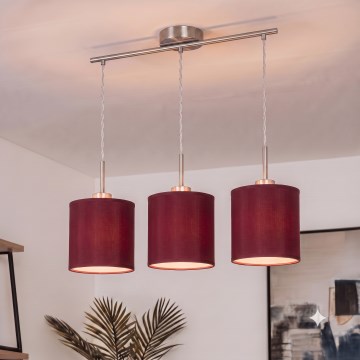 Brilagi - LED liustra ant laido NUBILA 3xE27/60W/230V pompejiška raudona