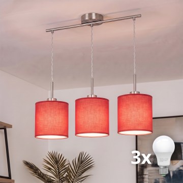 Brilagi - LED liustra ant laido NUBILA 3xE27/60W/230V raudona