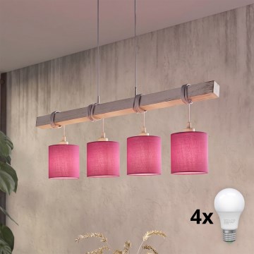 BRILAGI - LED liustra ant laido NUBILA 4xE27/60W/230V pilka/rožinė