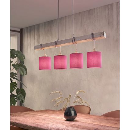 BRILAGI - LED liustra ant laido NUBILA 4xE27/60W/230V pilka/rožinė
